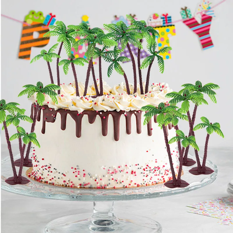 5/10 Stück Hawaii-Kokosnussbaum-Kuchendekoration Grüne Palmen-Cupcake-Topper DIY Mikro-Landschaft Hawaiianische Hochzeit Geburtstag Kuchendeko – Detail 8