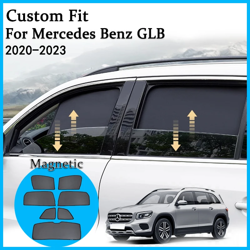 

Magnetic Car Windows Sunshade blackout Mesh Sun Visor UV Protection Car Curtain For Mercedes Benz GLB EQB X247 2020-2023