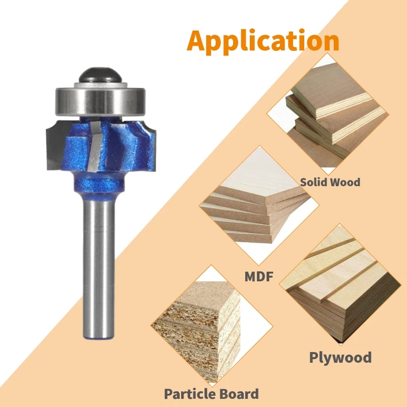 YUSUN 8MMシャンク4枚刃超硬Z4コーナーラウンドビット丸めカバービットルータービット木工フライスカッター木材用フェイスミル