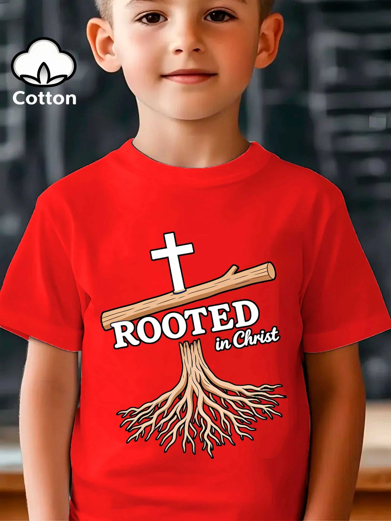 In Christ Children's T-shirt Creative Pattern T-shirt Casual Lightweight Comfortable Short Sleeve Summer Parent Child Clothing