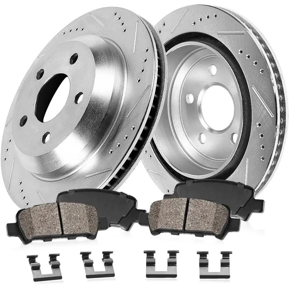 

Rear Brake Kit For 2012 2013 2014 2015 2016 Tesla S Drilled and Slotted Brake Rotors and Ceramic Brake Pads