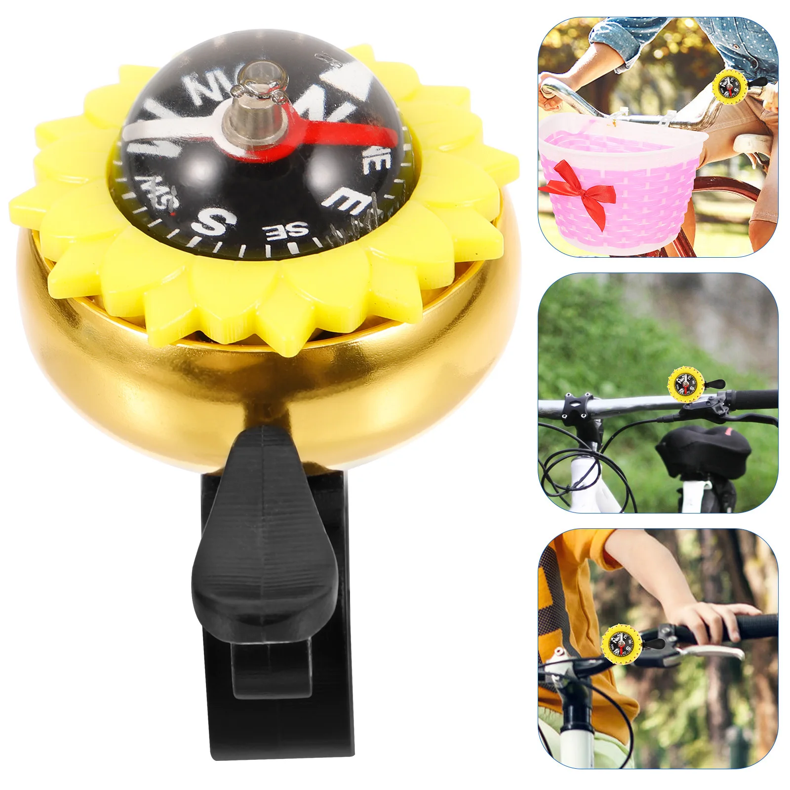 جرس دراجة من سبائك الألومنيوم، بوصلة متعددة الوظائف، جرس محمول لركوب الدراجات على الطرق، مضاد للخسارة، بوق دراجة عملي للدراجات البالغة #3