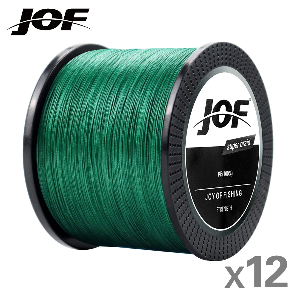 Ligne de pêche tressée JOF X12 100M 300M 500M 1000M, ligne PE lisse pour lancer longue distance, ligne de pêche multifilament pour la pêche à la carpe et au bar
