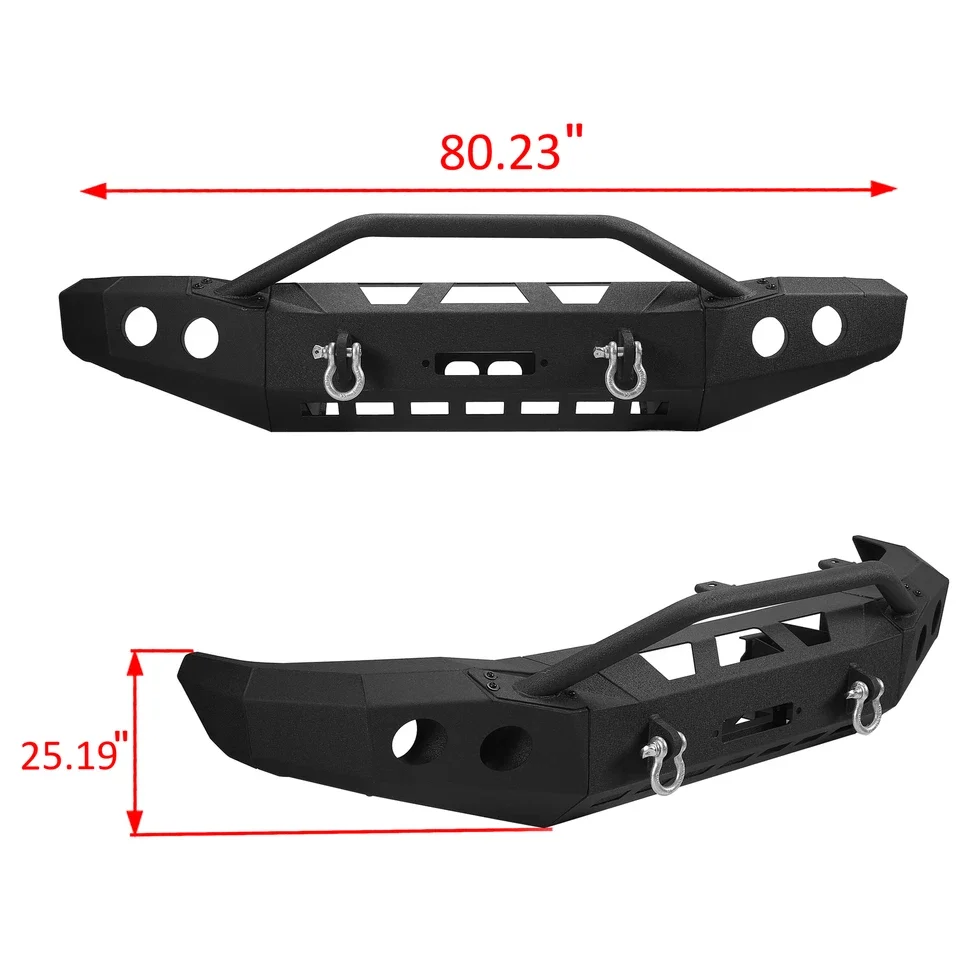 Steel Front Bumper Off-Road W/ Winch Plate & D-Rings For Toyota Tundra 2014-2021