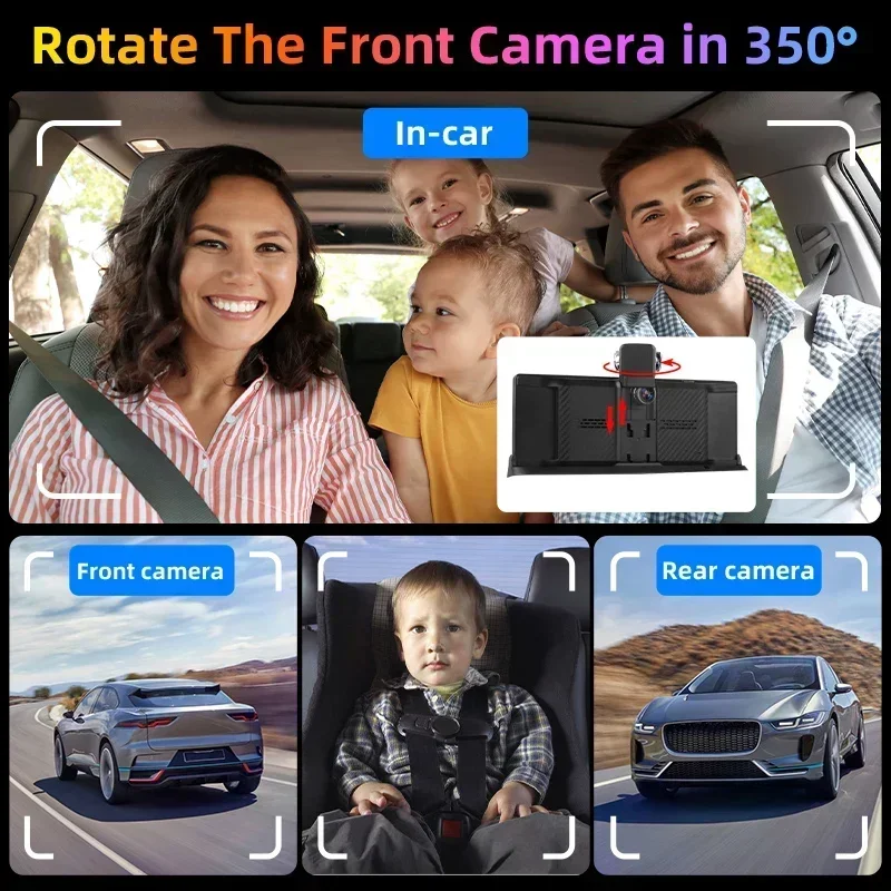Alonveter 10.26 بوصة 4K Wireless CarPlay Android Auto 280 °   كاميرا دوارة نظام ملاحة GPS 5G/2.4G WiFi Bluetooth ملحقات السيارة