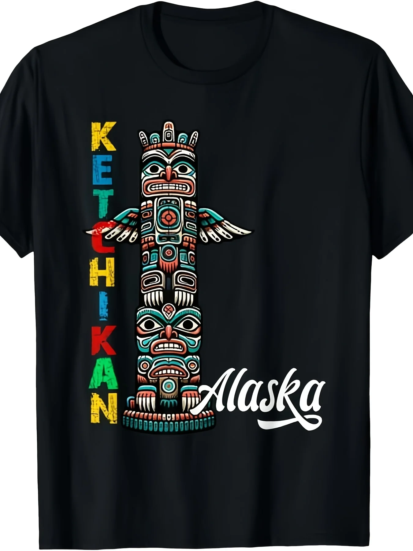 Men's Unisex T-shirt Kechkin Alaska Totem Pole Commemorative T-shirt Unisex Retro Alaska Totem Pole T-shirt