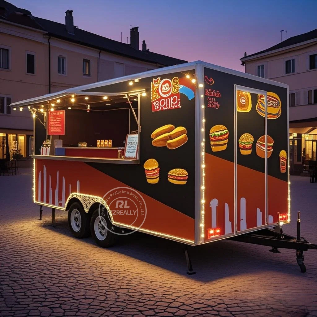 

Outdoor Food Truck Mobile Ice Cream Cart Outdoor Restaurant Fully Equipped Street Food Trailer Mobile Hot Dog Cart