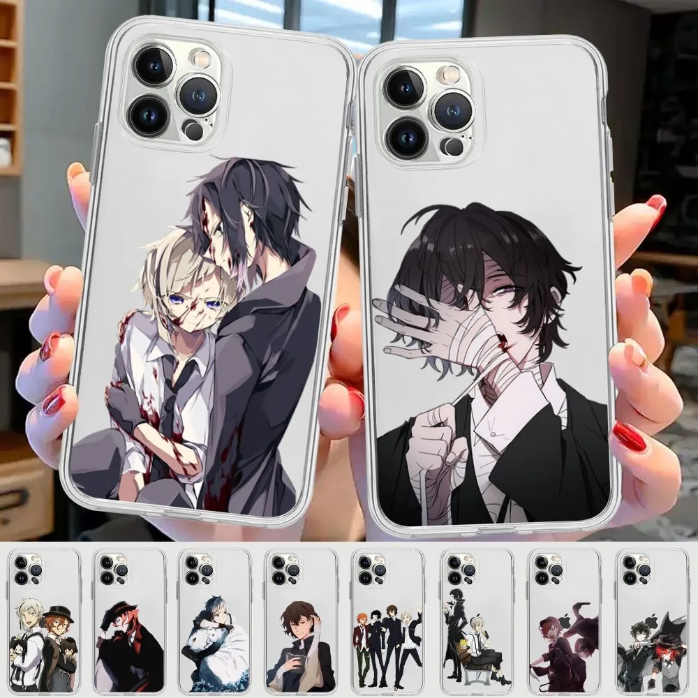 Anime Bungo Stray Dogs Phone Case For iPhone 15 14 13 12 11 Pro Max Mini X Xs XR 6 7 8 Plus SE 2020 Transparent Case