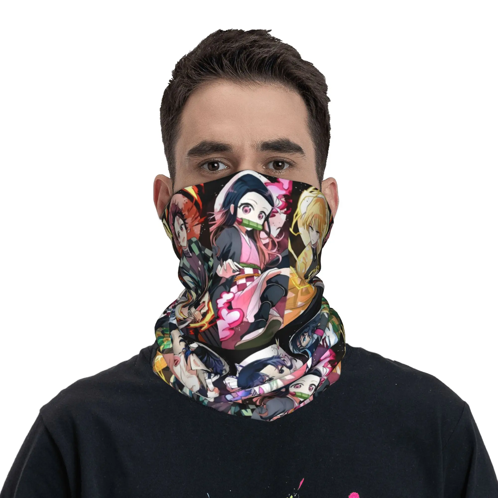 

Demon Slayer Bandana Neck Warmer Men Women Winter Ski Hiking Scarf Gaiter Face Cover