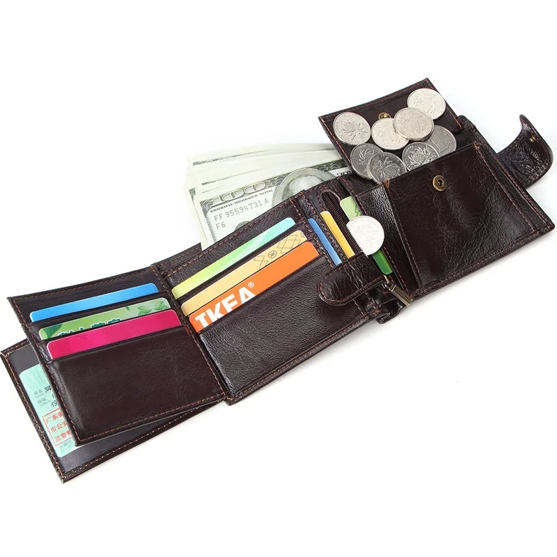 Cow Leather Men Wallets With Coin Pocket Vintage Male Purse Genuine Leather Men's Wallet With Card Holders Fashion