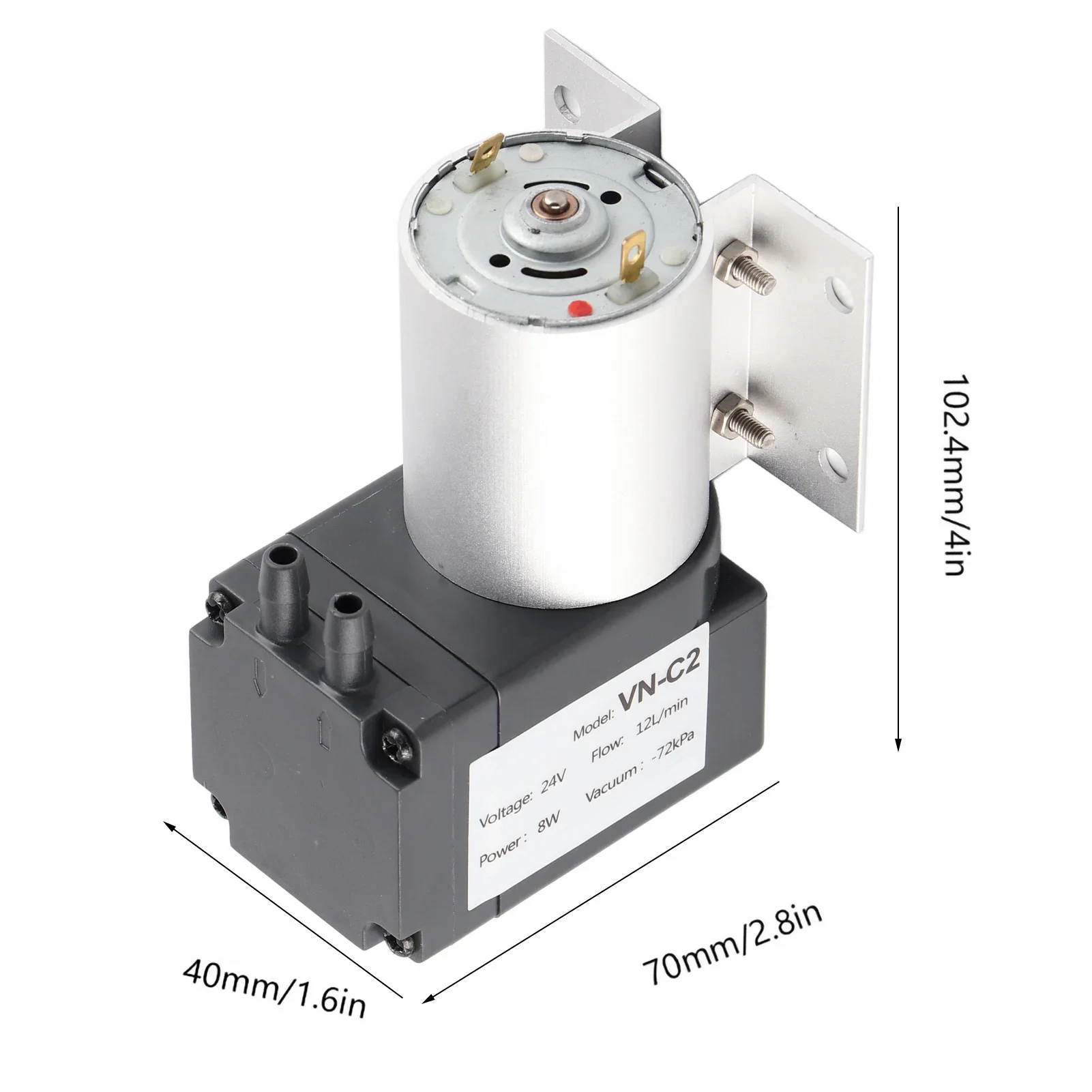 Bomba de Vacío de Presión Negativa de 12V/24V, 72kpa, 8w, 12L/min, Bomba de Succión de Gran Potencia con Soporte