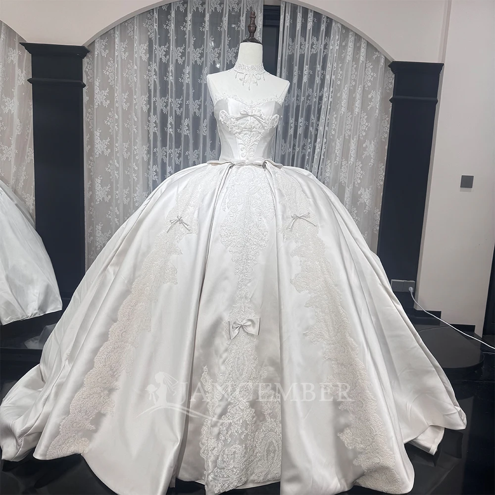 

2026 New Satin Wedding Dress Sleeveless Bridal Gown Customized Dreamy Dresses For Bride Strapless vestidos de novia boda