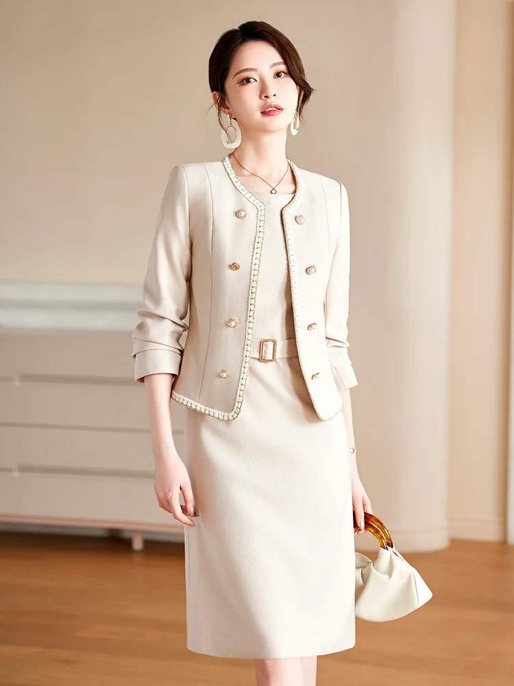 Autumn Dress Suits Women Fashion Two Piece Set Outfits Blazer Top Office Ladies Formal OL Work Professional Wear