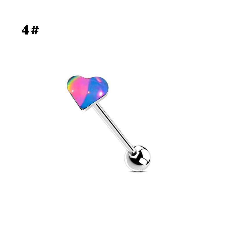Stainless steel heart-shaped tongue nail zircon star tongue ring human puncture jewelry