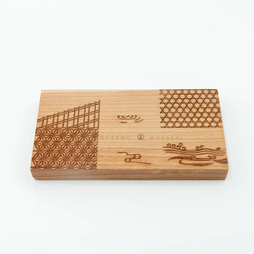 Japanese wagashi tool six-grain, rib,fruit flat plum board with water cloud pattern complex wagashi press tool