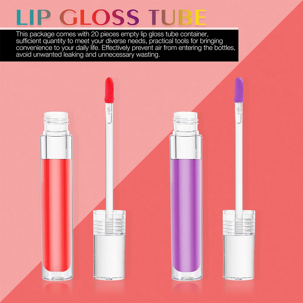 

6pcs Clear Empty Gloss Tube Refillable Lip Balm Container With Brush Durable Transparent Bottle For Diy Lipstick