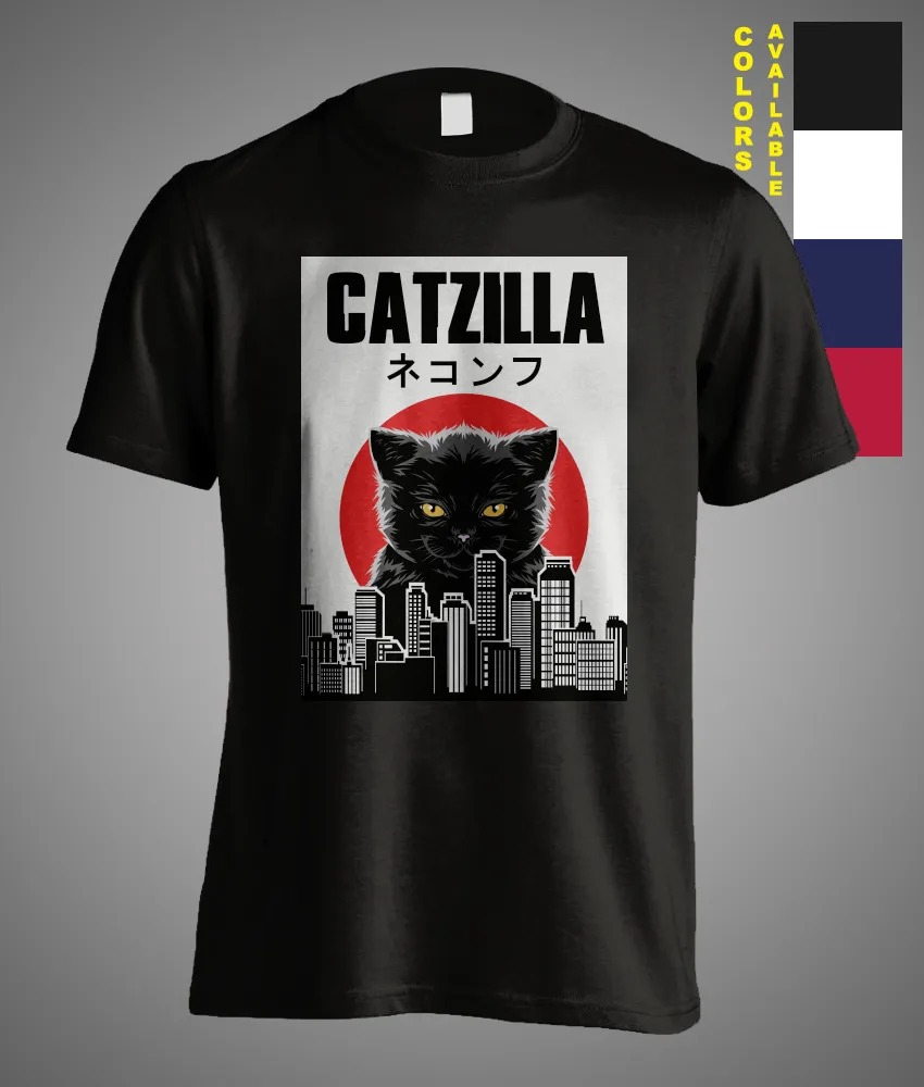 

Catzilla Japanese Text Movie Meme Humor Cat Lover Funny Gift Unisex T-Shirt