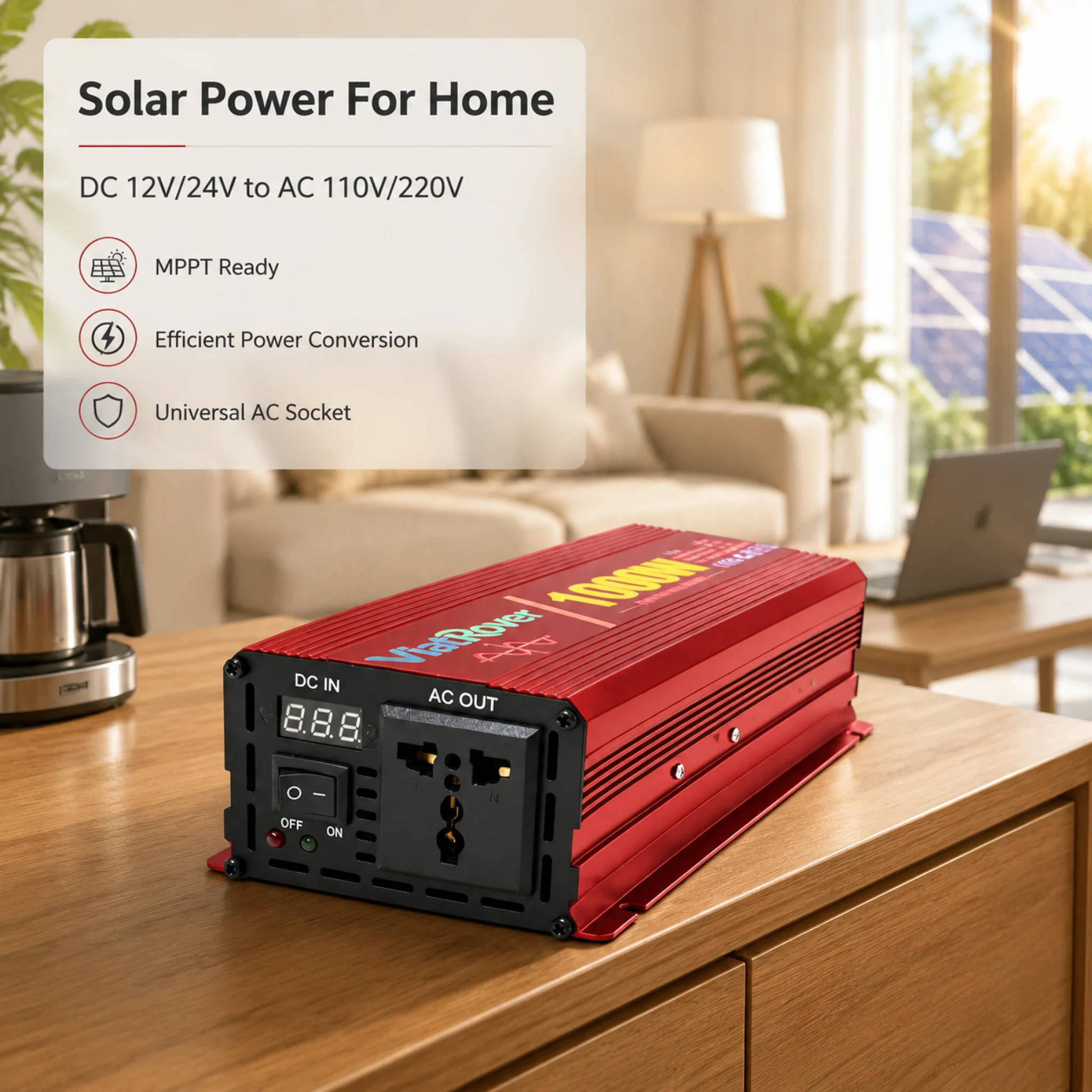 

1000W Pure Sine Wave Inverter Inversor 12V Para 110V Onda Pura Vehículo Energía Eléctrica Convertidor Universal