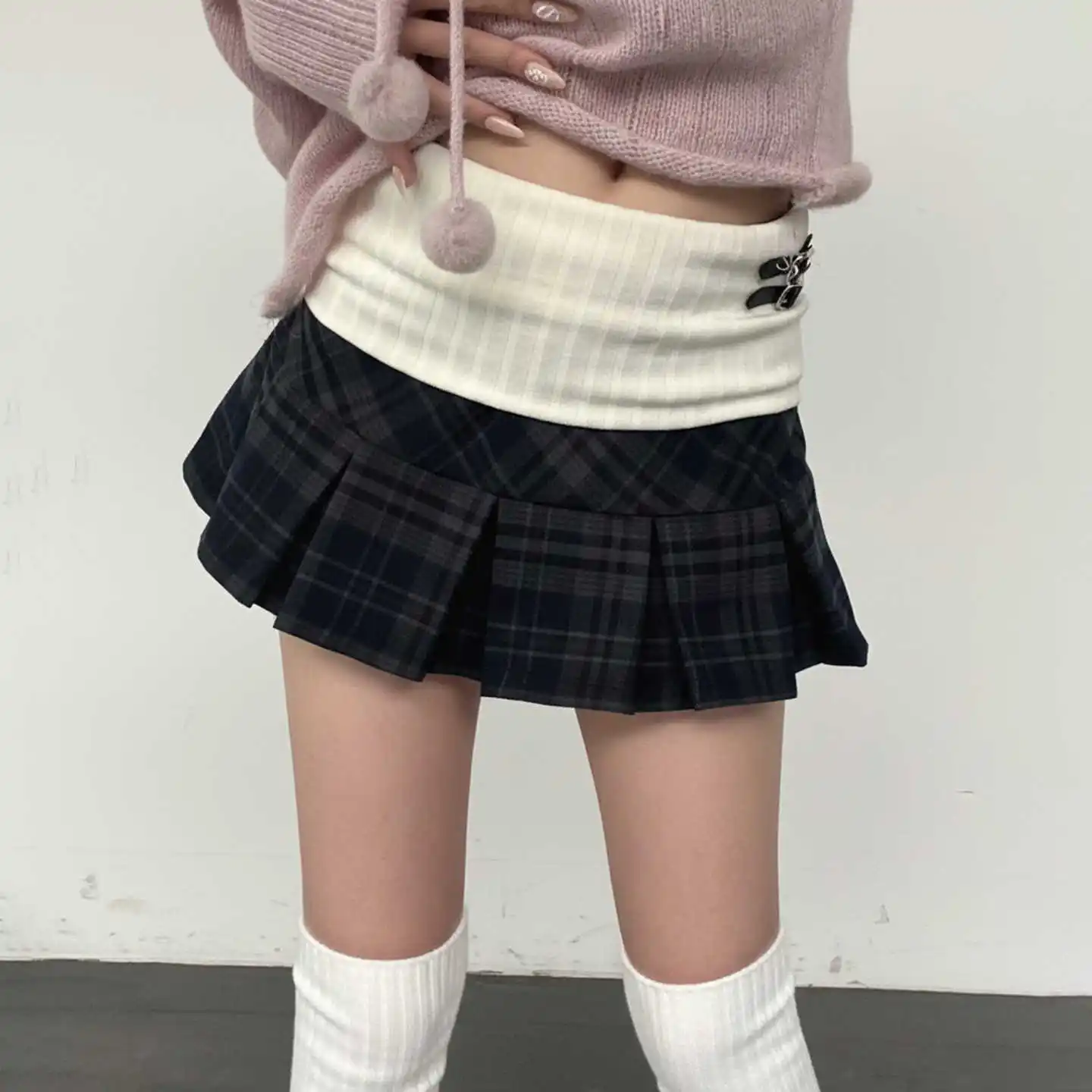 تنانير نسائية صغيرة منقوشة بطيات 2000s نمط Preppy الجمالي موري فتاة كورية على شكل حرف a تصميم حفلات عالية الشارع باليه كور جديد #1