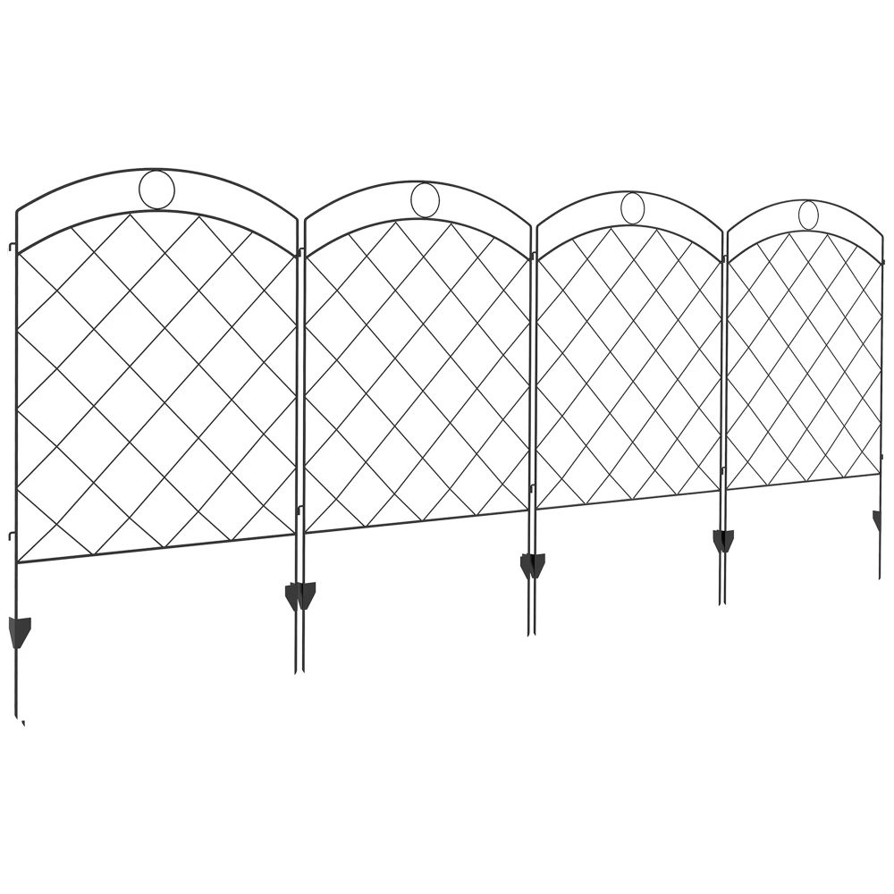 Outsunny Garden Fence 4 Pack Steel Fence Panels 11.4' L x 43