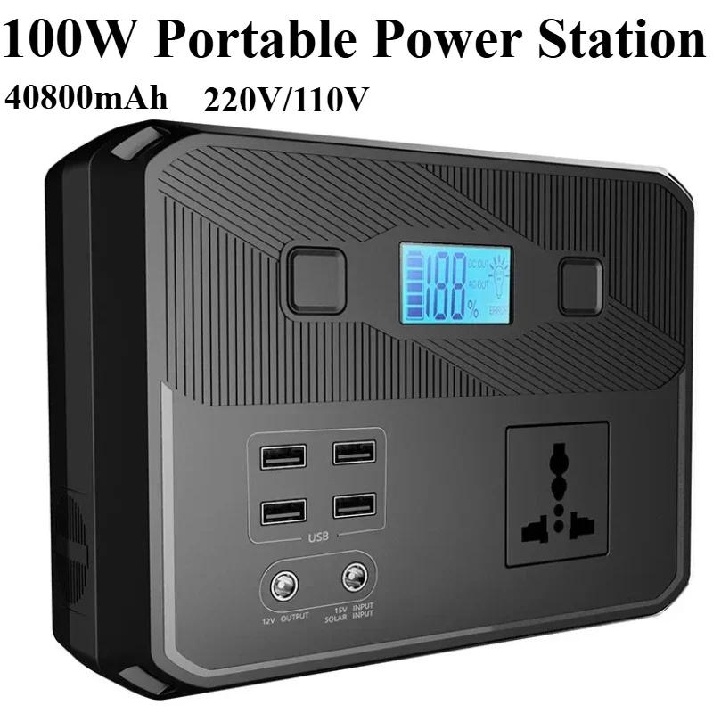 

100W Portable Power Station 40800mAh solar generetor 220V/100V Mobile Power Emergency Mobile Power Bank Outdoor Camping equipmen