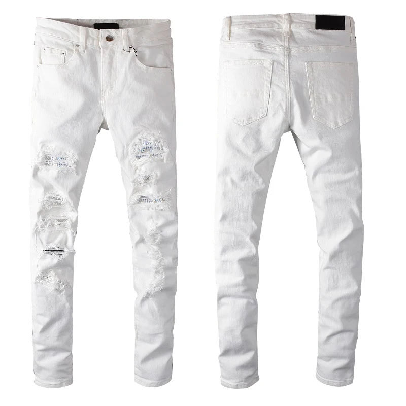 Men's Jeans starbags dsq 625 white individual men's denim trousers quadratic ripped white cross border fashion jeans