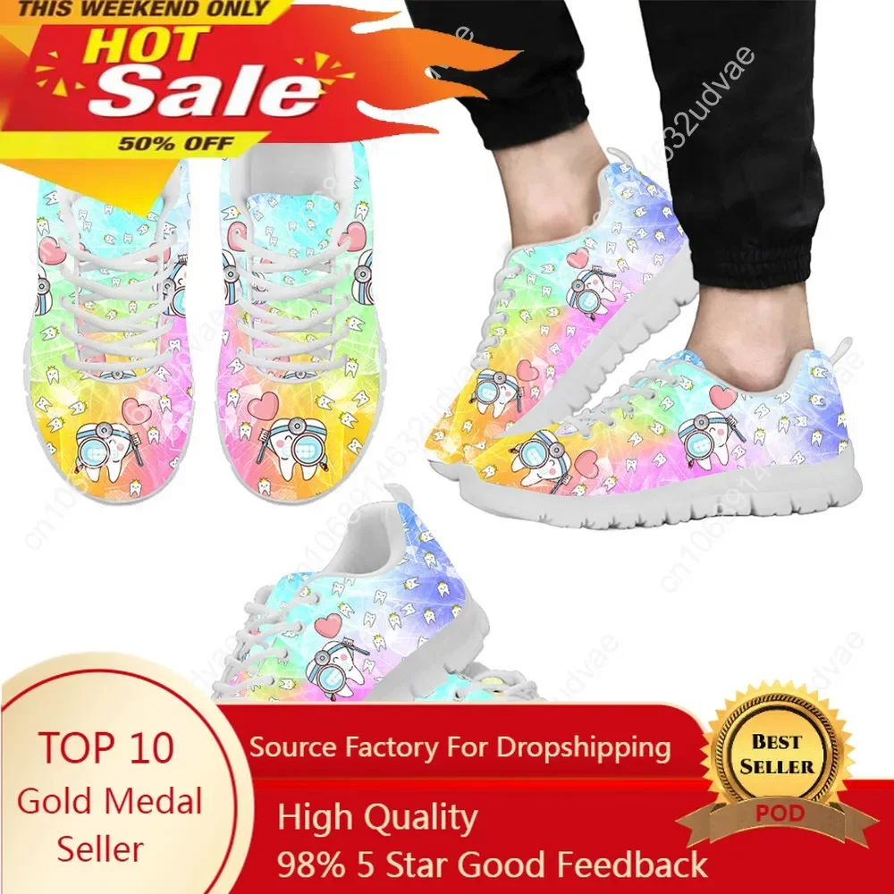 Dentist Shoes Woman Flats Sneakers Gradient Tooth Dental Doctor Print Summer Breathable Female Shoe Ladies Footwear