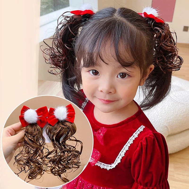 

Chinese Style Bowknot Wig Hair Clip Girl New Year Ancient Style Children Hair Clip Hanfu Headdress Hair Accessories