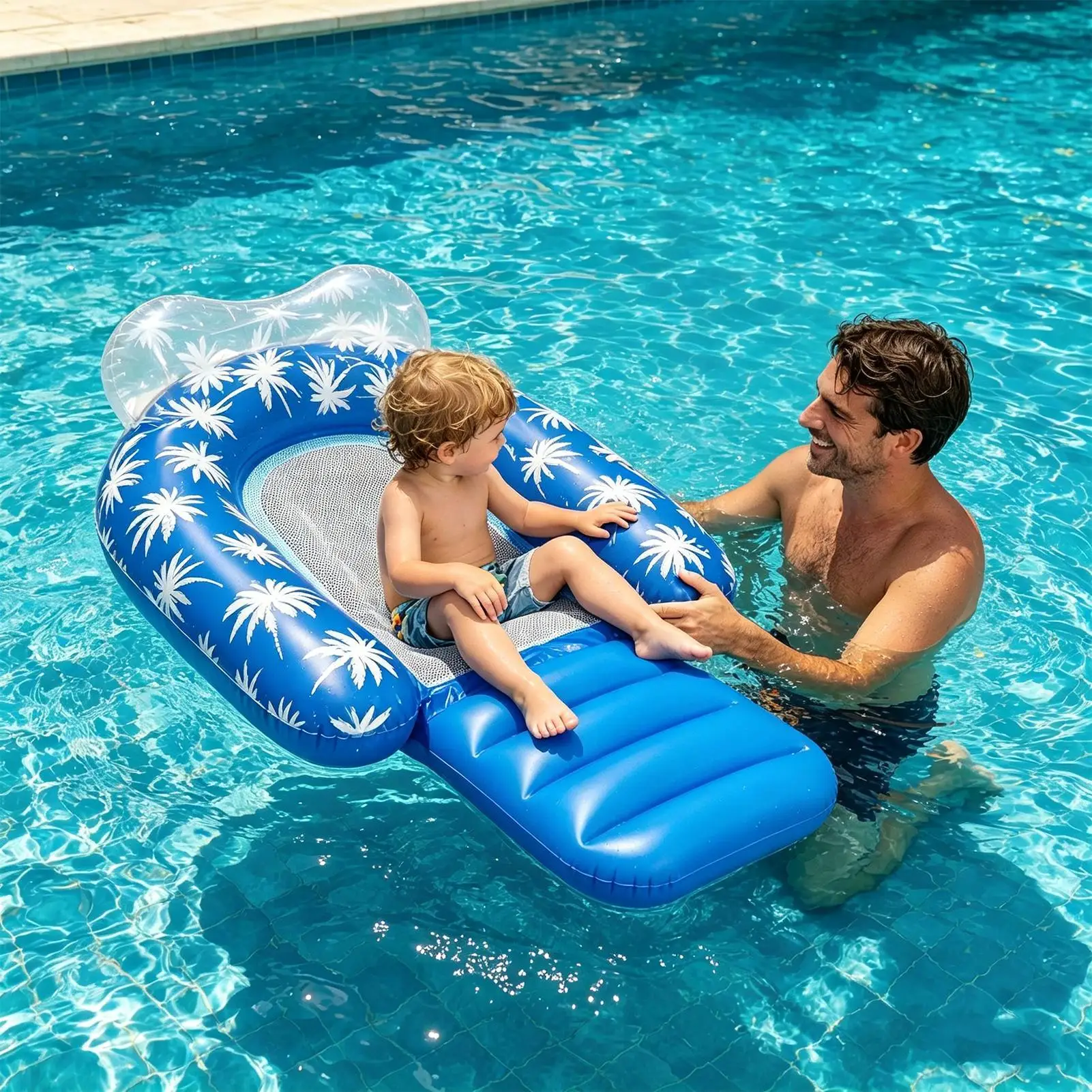 

Inflatable Floating Bed PVC Inflatable Water Sleeping Bed Foldable Floating Lounger Air Mattress for Swimming Pool Party