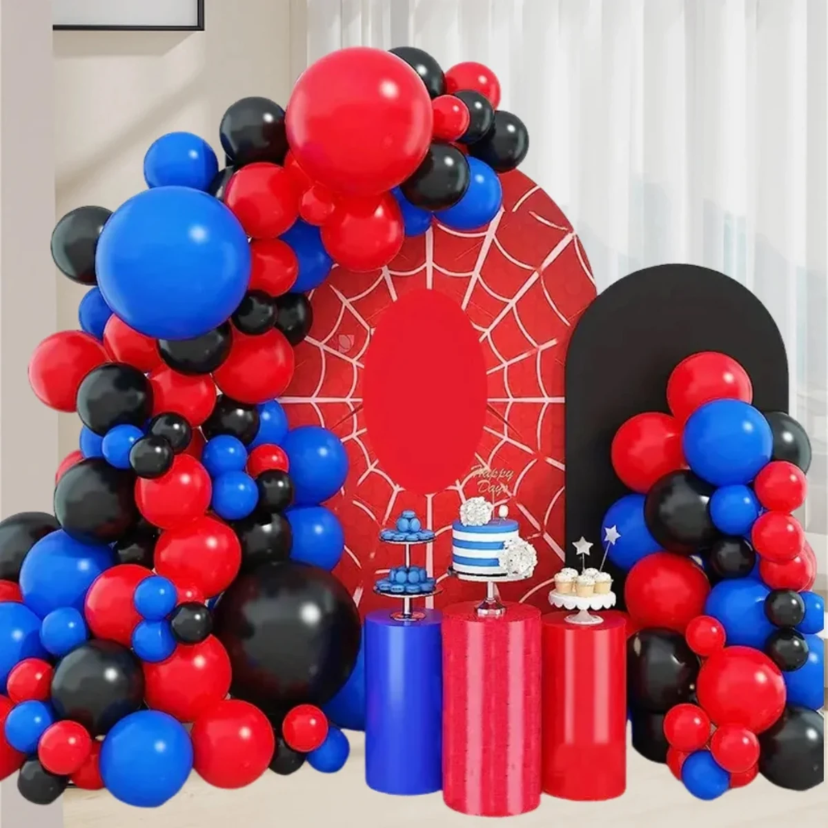95Pcs Red Blue Black Latex Balloon Arch Birthday Balloon Kit Child Birthday Party Decoration Balloon Baby Shower Gender Revealed