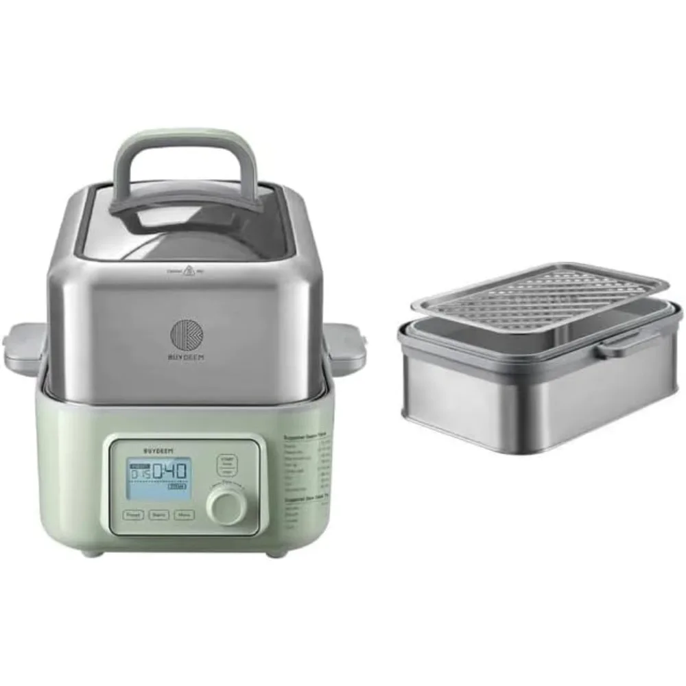 BUYDEEM G553 5-Quart Steamer makanan listrik dan A501 tingkat ganda dapat ditumpuk, tidak termasuk pot rebus