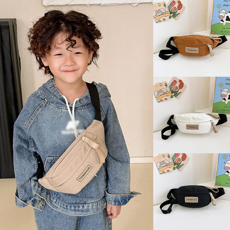 Borsa pettorale per bambini Solid Letter Pattern Zipper marsupio Toddler Kids Chic Outdoor Nylon zaino a tracolla impermeabile