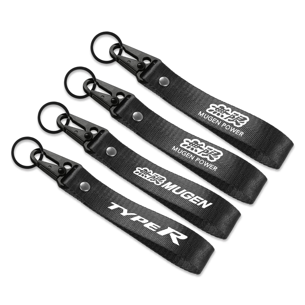 For Honda Civic Fk8 Fk7 Fk2 TypeR Crv Fit Mugen Car keytags Strap keychian Auto Badge Nylon Metal Key Chain Pendant Keyring