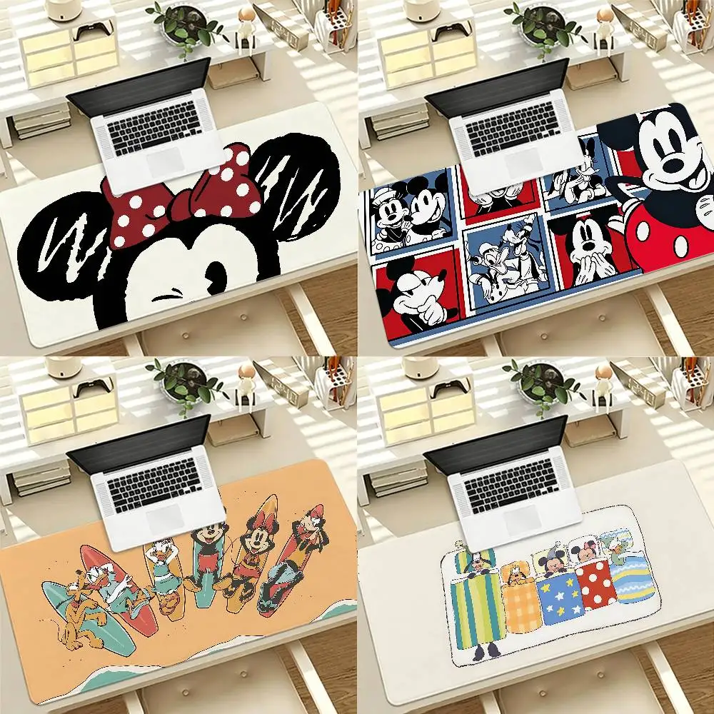 Niedliches M-Mickey Mouse-S Gaming-Mauspad, rutschfest, mit genähtem Rand, große Schreibtischunterlage für Computer und Tastatur