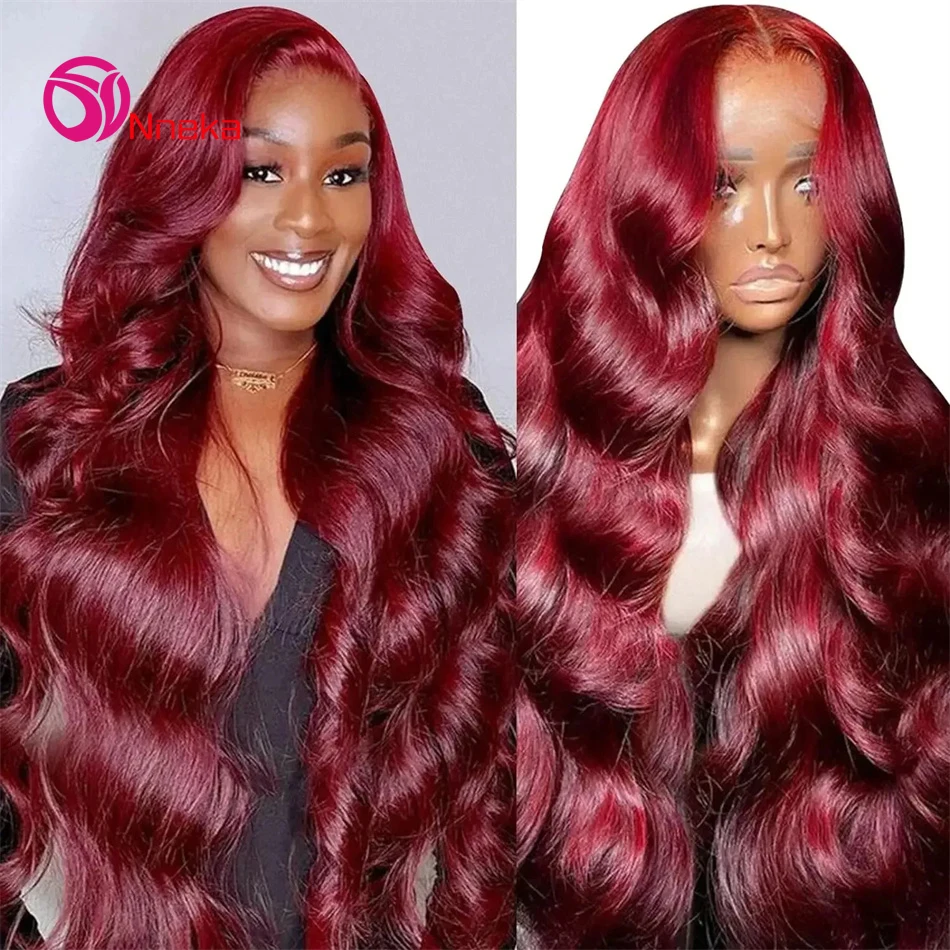 

Body Wave Wig Burgundy 99J Lace Front Wig 13x6 Hd Lace Frontal Wig 100% Human Hair Pre Plucked Red Colored 13x4 Lace Front Wigs