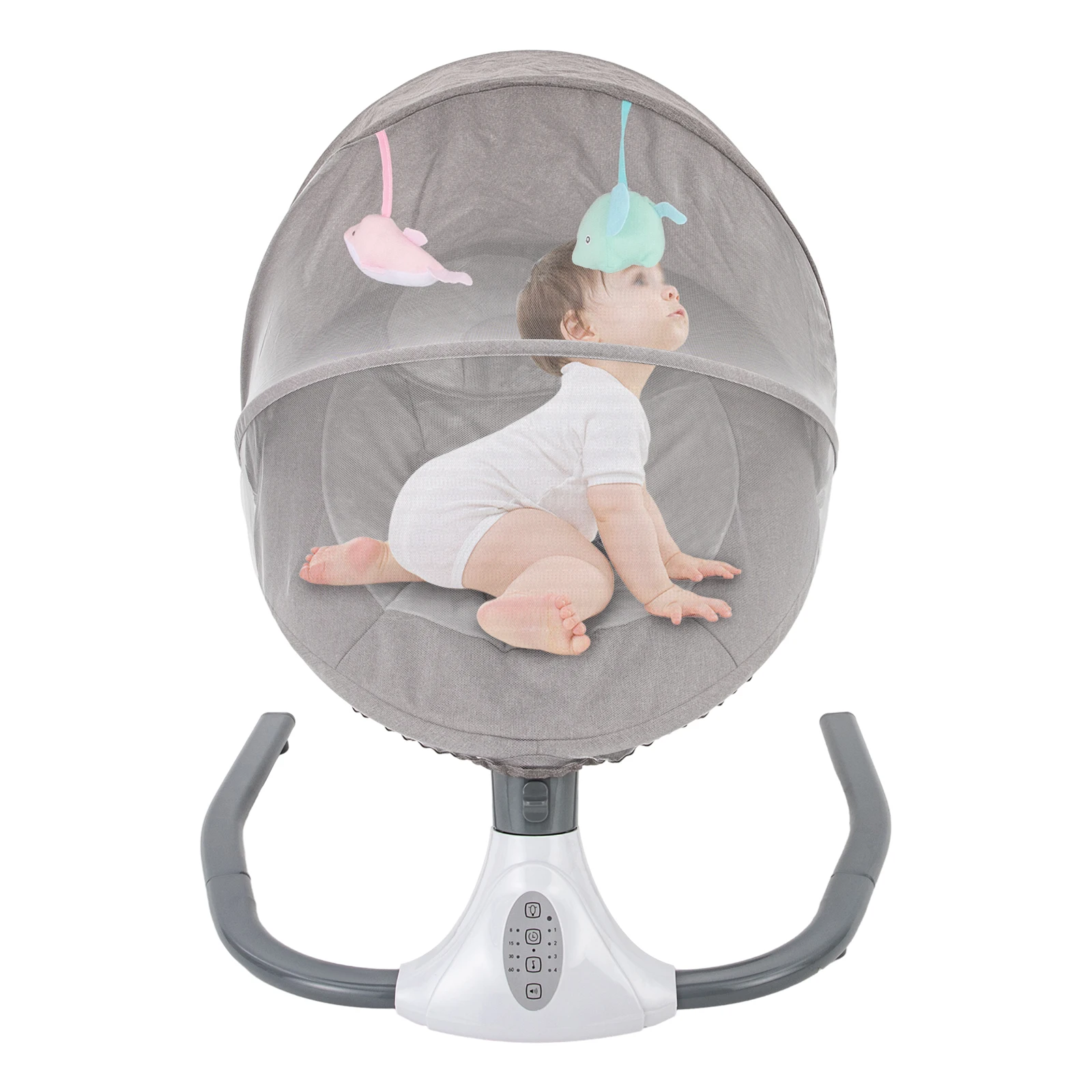 baby swing  S-Y608 gray rocking chair (USB cable) environment-friendly steel pipe, ABS, and cloth