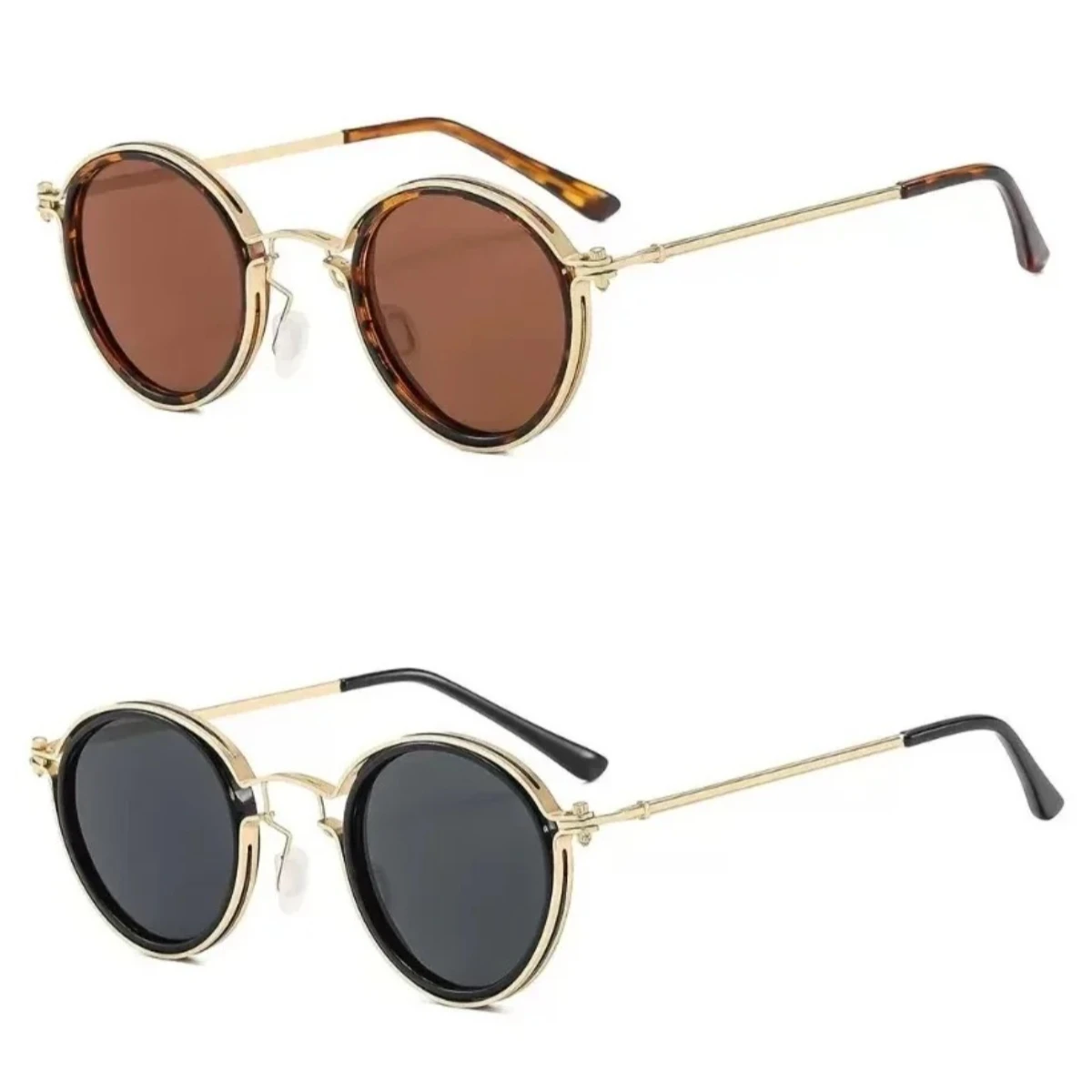 

Round Frame Metal Punk UV Resistant Versatile Men's and Women's Sunglasses UV400 Retro Classic High-end Travel Driving Glasses