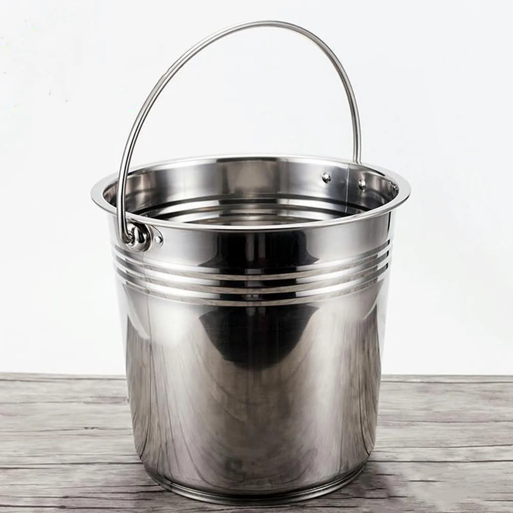 

Stainless Steel Can Household Bucket Portable Garbage Pail Home Accessory Mini Cooler Multi Function Garbage Pail Water