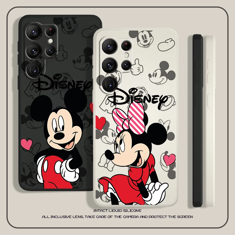 

Disney Minnie Mickey Baby Love For Samsung S23 S22 S21 Ultra S20 FE S10 S9 Plus Lite 5G Liquid Rope Phone Case Cover