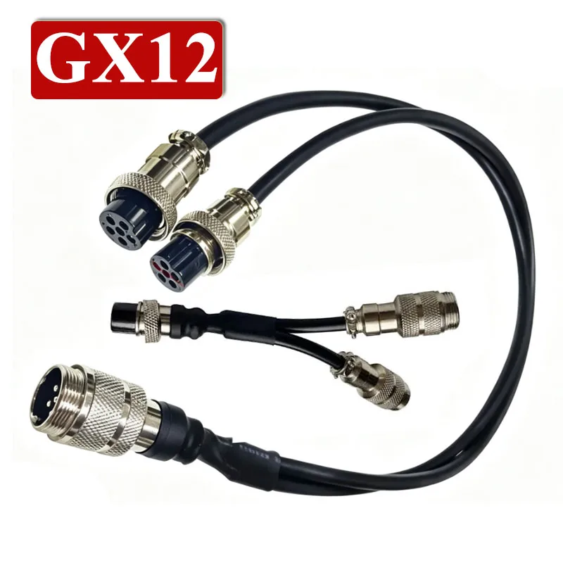 GX12 Cable Splitter Connector 2 3 4 5 6 Pin Aviation Plug M12 Y-type Wire 1 to 2 Male to Female to Female Signal Wire Adpater