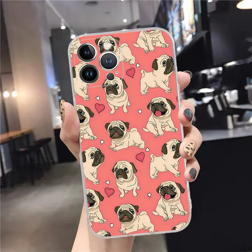 Cute Pug Dog Phone Case For iPhone 15 14 11 12 13 Mini Pro XS Max Cover 6 7 8 Plus X XR SE 2020 Funda Shell