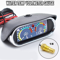 1pc 2 In 1 12v 24v Car Water Temp Temperature Gauge Digital LCD Voltmeter With Sensor Spare Auto Accessories