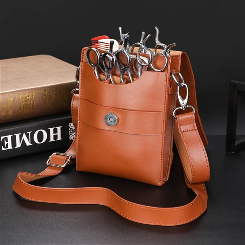 Professional PU Leather Hair Scissor Bag Barber Clip Holster Pouch Holder with Waist Belt for Hairdressing Pet Scissor Bag
