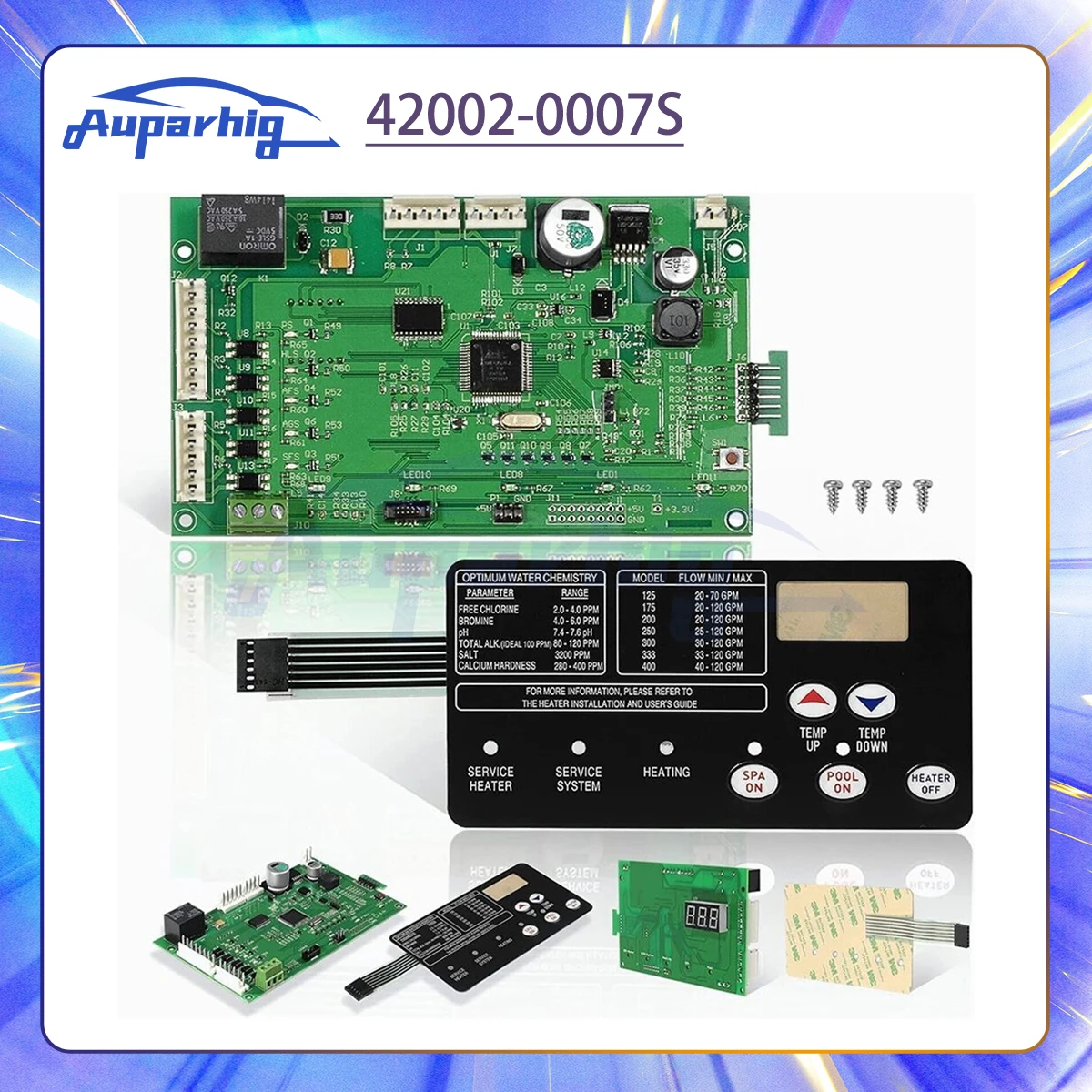 

42002-0007S Pool Heater Control Board kit with 472610Z Switch Membrane Pad For Master LP Series Heater Electrical Systems