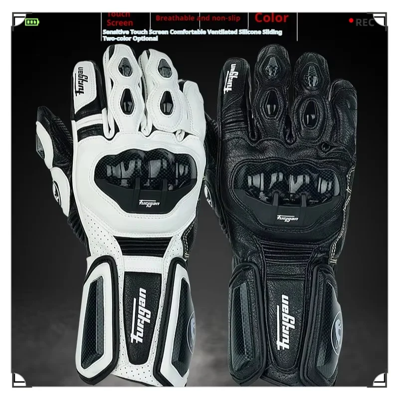 Motorcycle Rider Racing Outdoor Riding Leather Full Finger Screen Gloves Wear Resistant Fall Resistant Handsome Rider Equipment