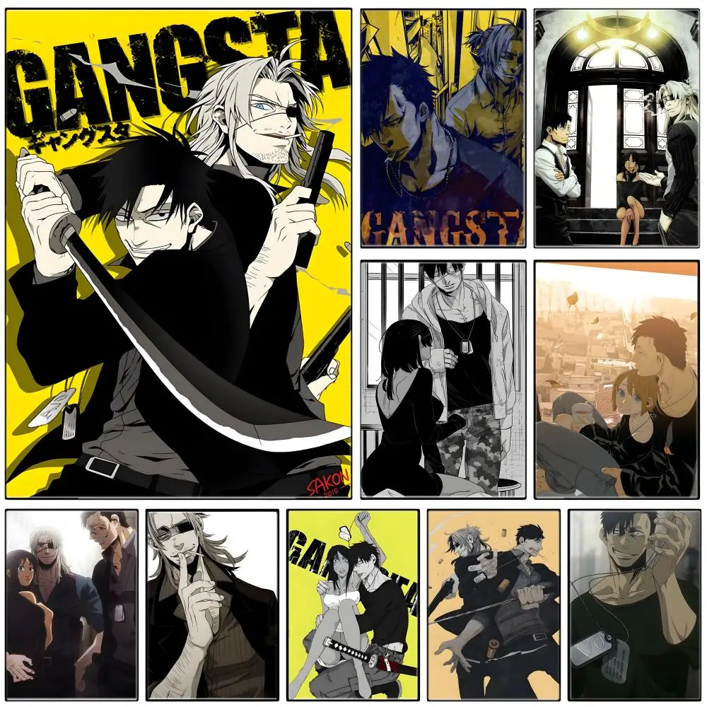 Urban Dark Thriller Anime G-GANGSTA Poster  Self-adhesive Art Waterproof Paper Sticker Coffee House Bar Room Wall Decor