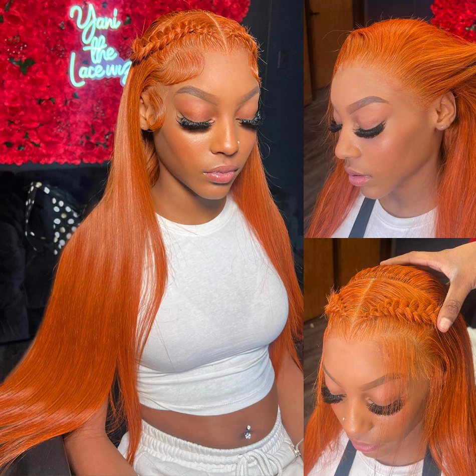 Colored Orange Ginger Wig Human Hair Glueless Straight Ginger Lace Front Wigs 4x4 5x5 Hd Lace Wig 13x6 Human Hair Ready To Wear