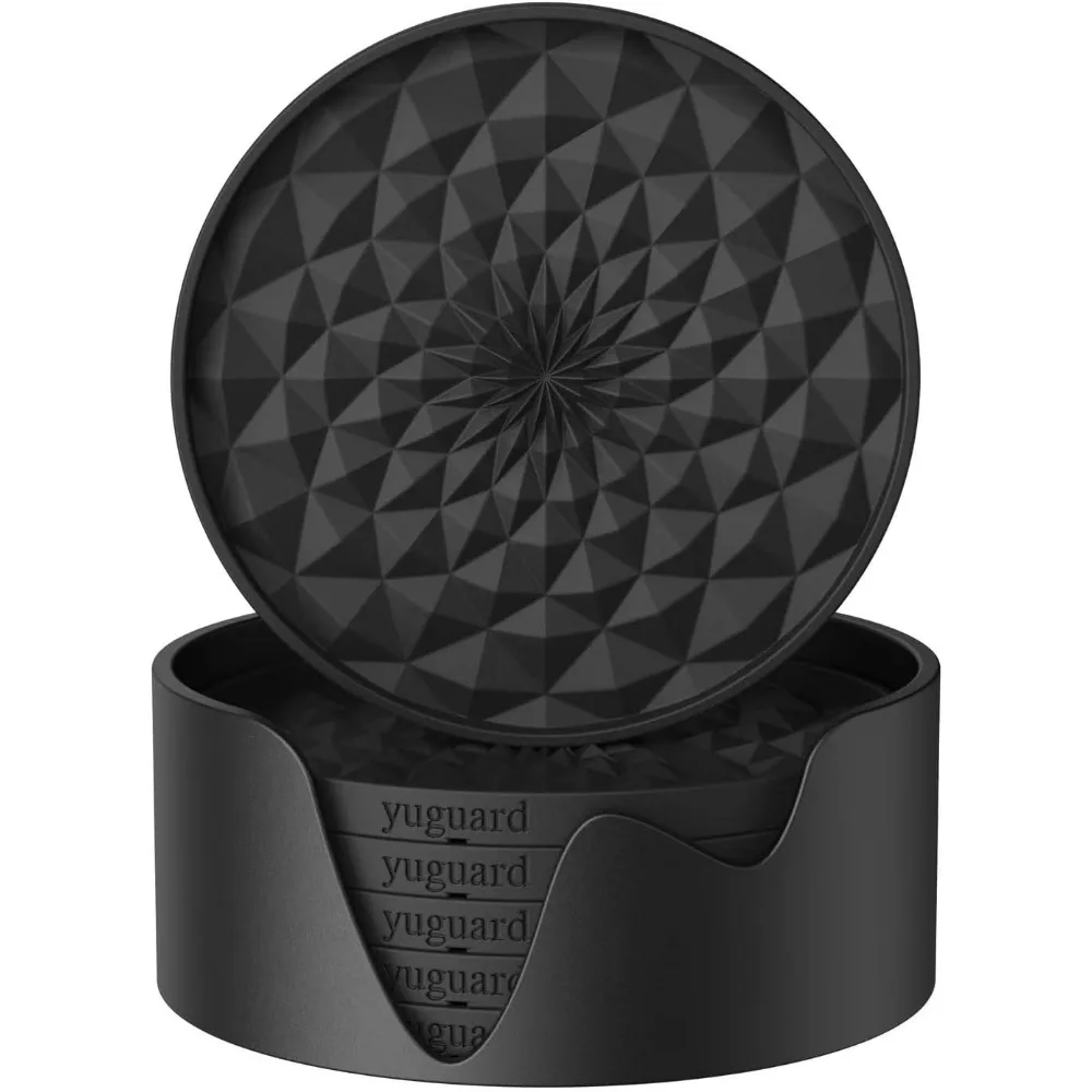 

Силиконовые подставки [6 шт.] с держателями Подставки для напитков, настольные подставки, для горячих или холодных напитков, утолщенные, нескользящие, с антипригарным покрытием, D