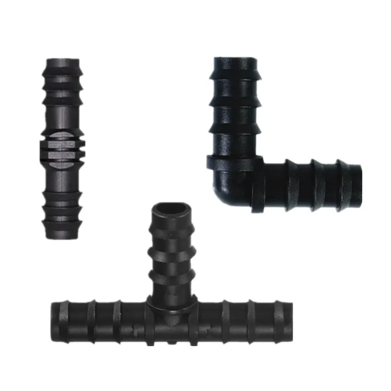 50PCS 16/20/25mm PE Pipe Fitting Barb Connector Straight Tee Elbow Plug Reducing Hose Splitter For Garden Farm Irrigation