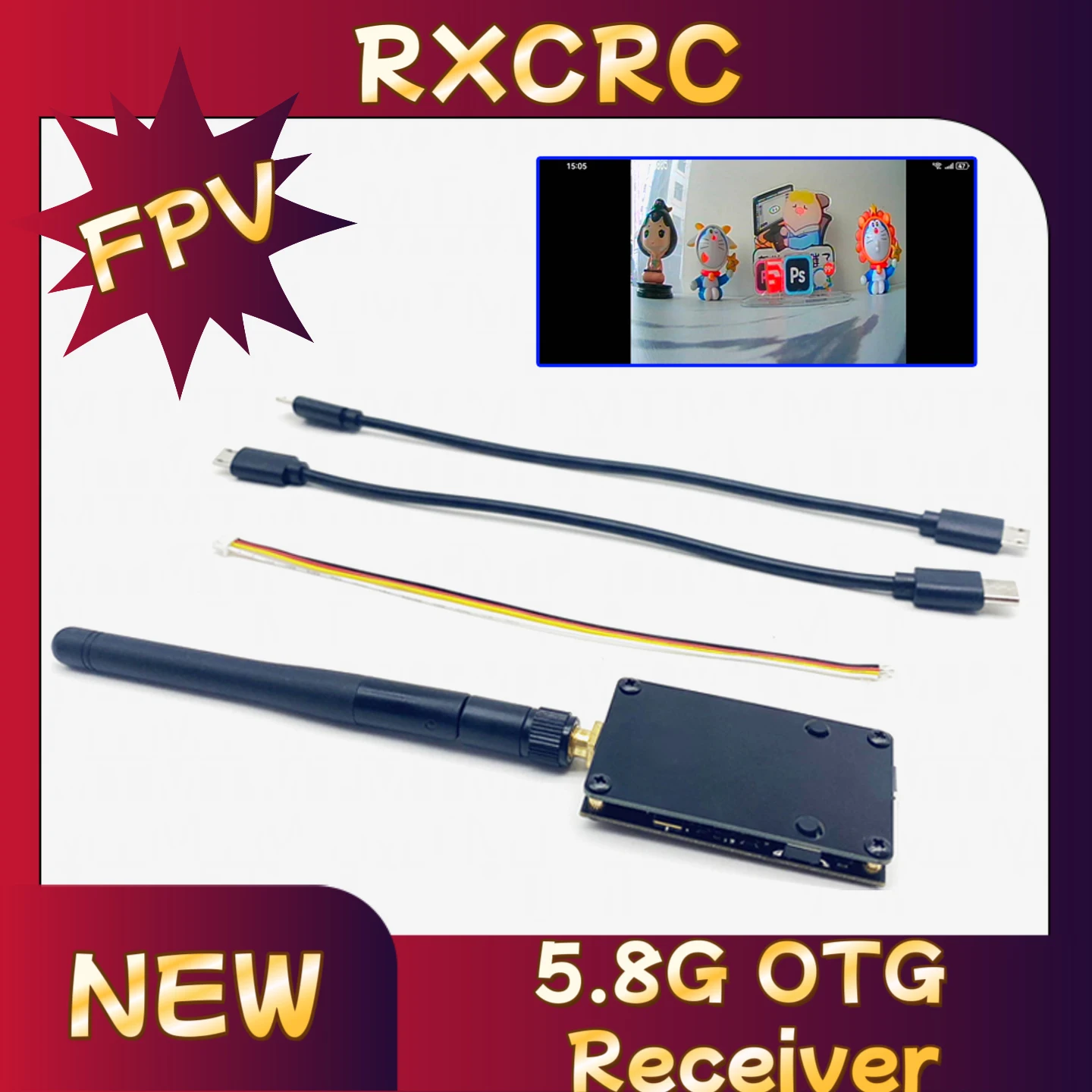 

RXCRC FPV 56CH 5.8G 720*480 UVC Receiver OTG VR Android Phone Tablet Smartphone for AV Monitor Receiver Analog signal